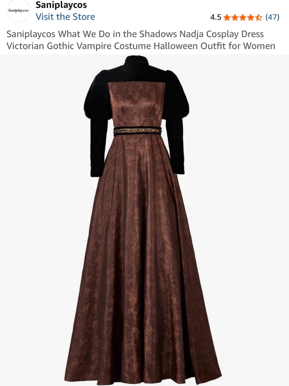 Women's Gothic Victorian Brown & Black Nadja Dress/what we do in the shadows